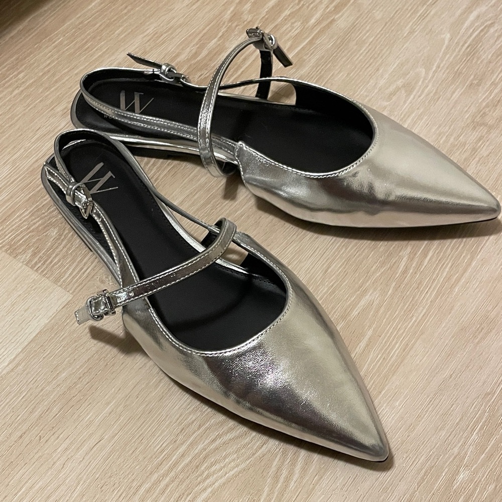 Silver Women's Pointed Toe Flats